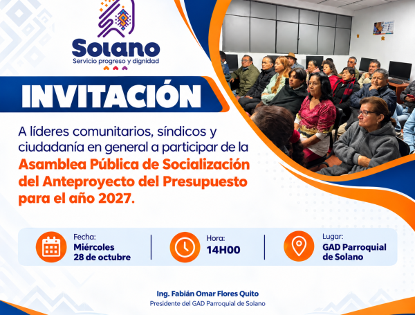 ¡INVITACIÓN A LA CIUDADANÍA DE SOLANO!